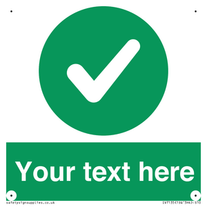 Custom green background, green circle with tick